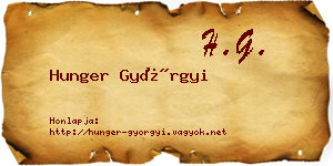 Hunger Györgyi névjegykártya